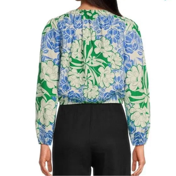 Gianni Binni Floral Cropped Top - Blue, Green L - Picture 2 of 8